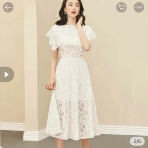 NWOT Lane JT white lace midi dress Self-portait style